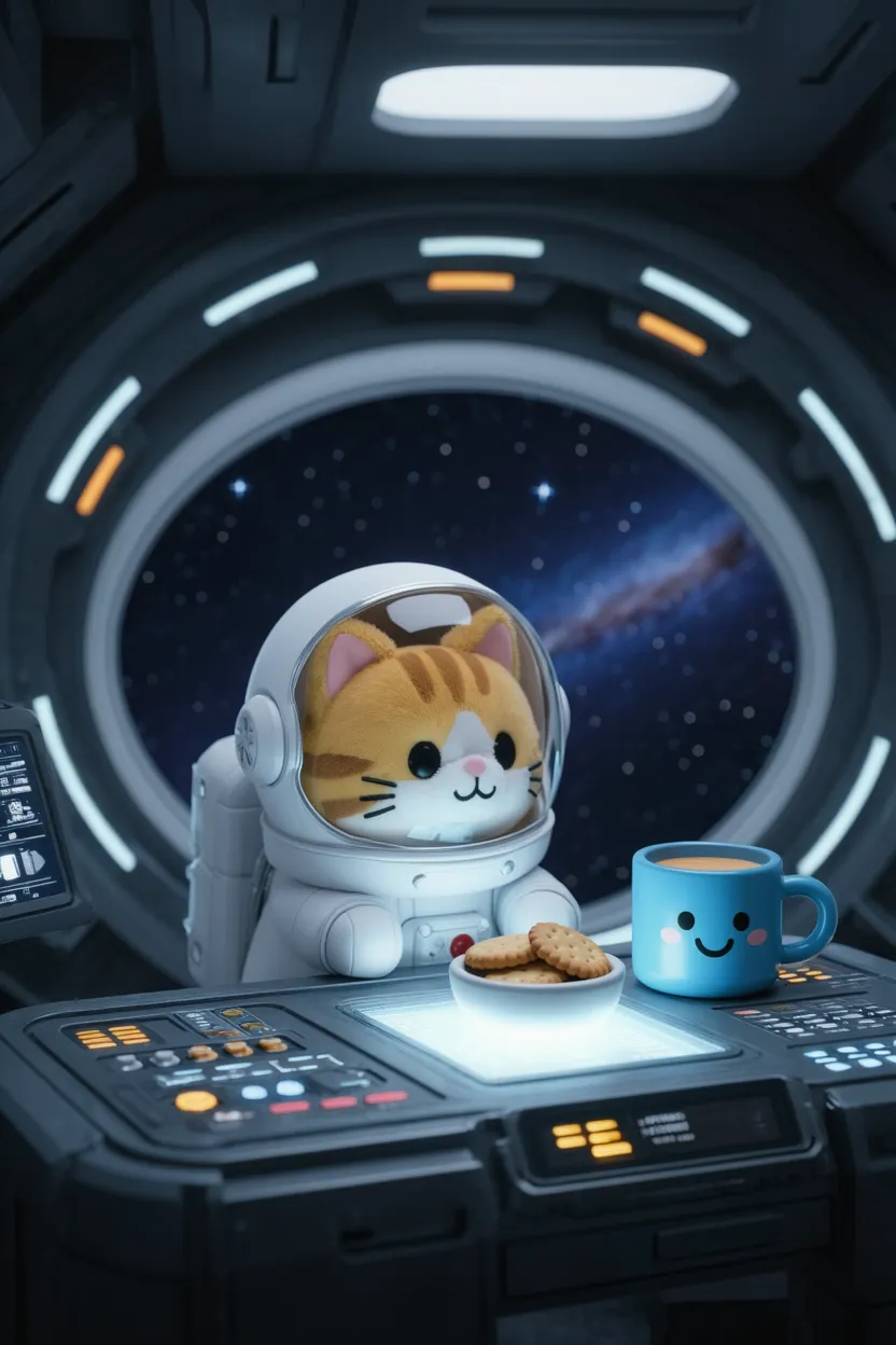 AI-generated art of a kitten astronaut in a spaceship